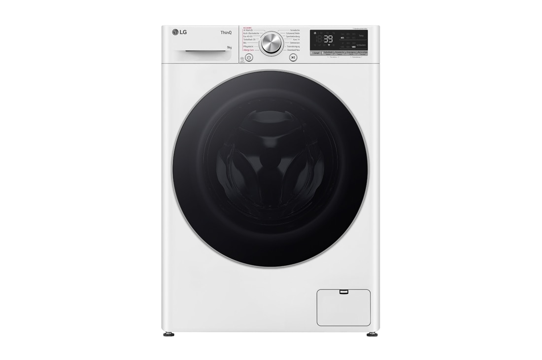 LG Waschmaschine Weiß (9 kg, 1.400 U./Min., EEK A -10%*) mit AI DD®, Steam & TurboWash®360° | F4WR7091, F4WR7091