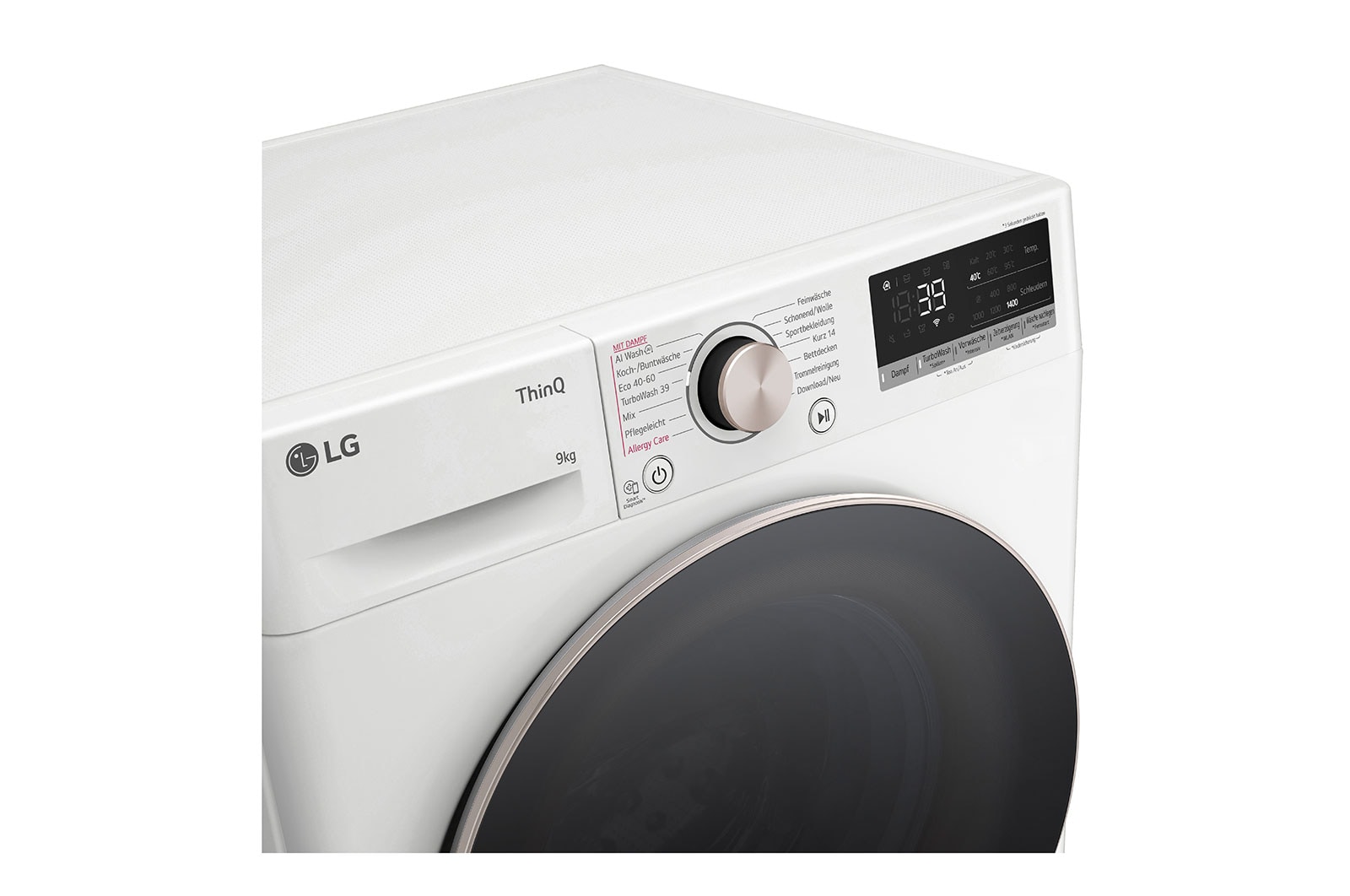 LG Waschmaschine Weiß (A-10%*, 9 kg, 1.360 U./Min.) mit AI DD® & TurboWash®360° | F4WR709G, F4WR709G