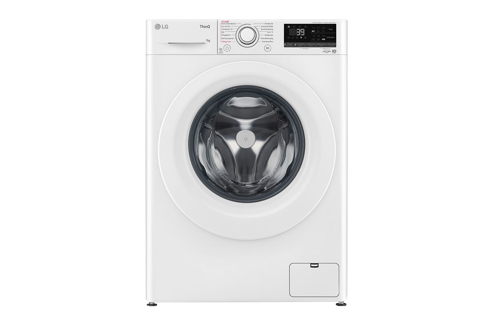 LG  Waschmaschine mit  7 kg Kapazität | 1.400 U./Min.  | Weiß mit weißem Bullaugenring  | F4WV107P3C, F4WV107P3C