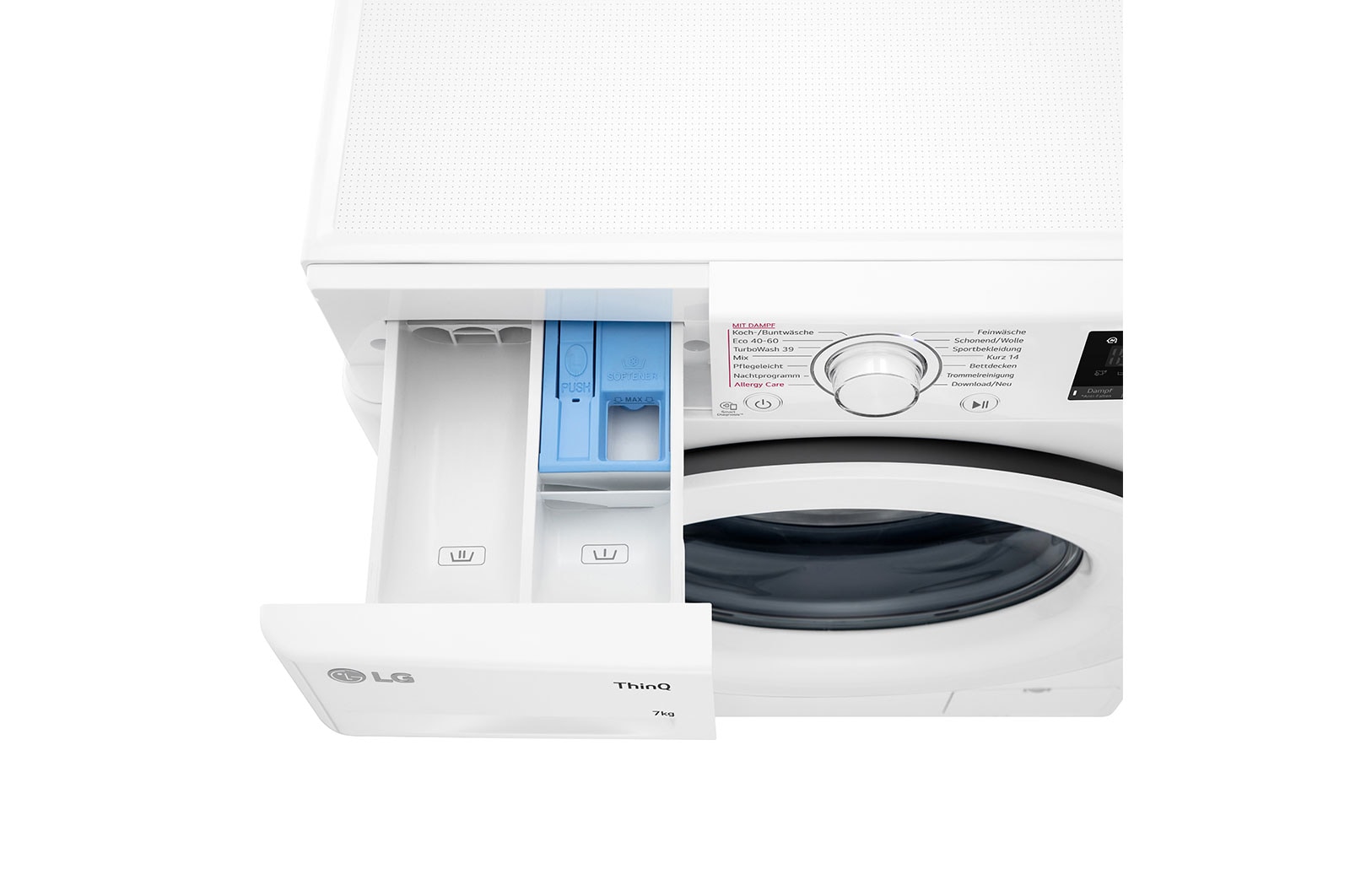 LG  Waschmaschine mit  7 kg Kapazität | 1.400 U./Min.  | Weiß mit weißem Bullaugenring  | F4WV107P3C, F4WV107P3C