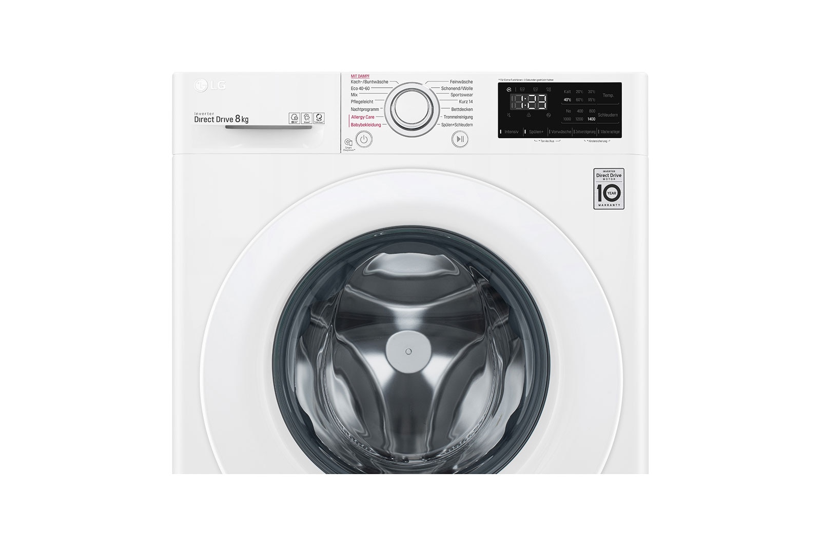 LG Waschmaschine mit AI DD®| 8 kg | Energieeffizienzklasse C | 1.400 U./Min.| Steam | 6 Motion®| Neue Wohlfühl-Trommel, F4WV308S0