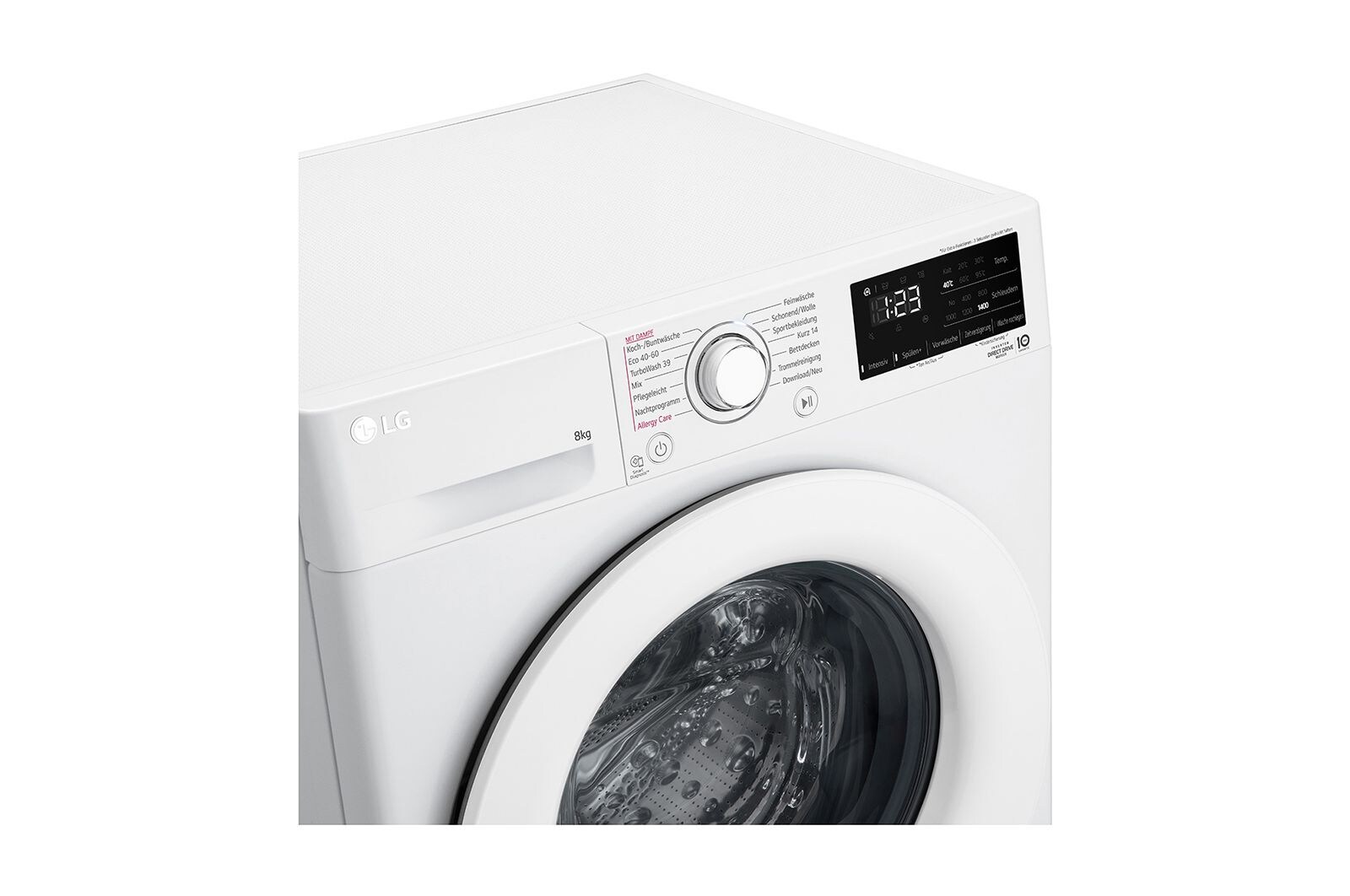 LG Waschmaschine | 8 kg | Energieeffizienzklasse A | 1.400 U./Min. | AI DD® | Steam | TurboWash® 360° | F4WV3183, F4WV3183