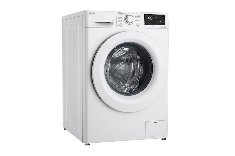 LG Waschmaschine mit 9 kg Kapazität | Energieeffizienzklasse A | 1.400 U./Min. | Weiß mit weißem Bullaugenring | F4WV3193, F4WV3193