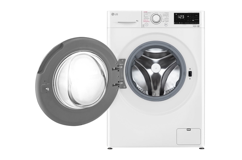LG Waschmaschine mit 9 kg Kapazität | Energieeffizienzklasse A | 1.400 U./Min. | Weiß mit weißem Bullaugenring | F4WV3193, F4WV3193