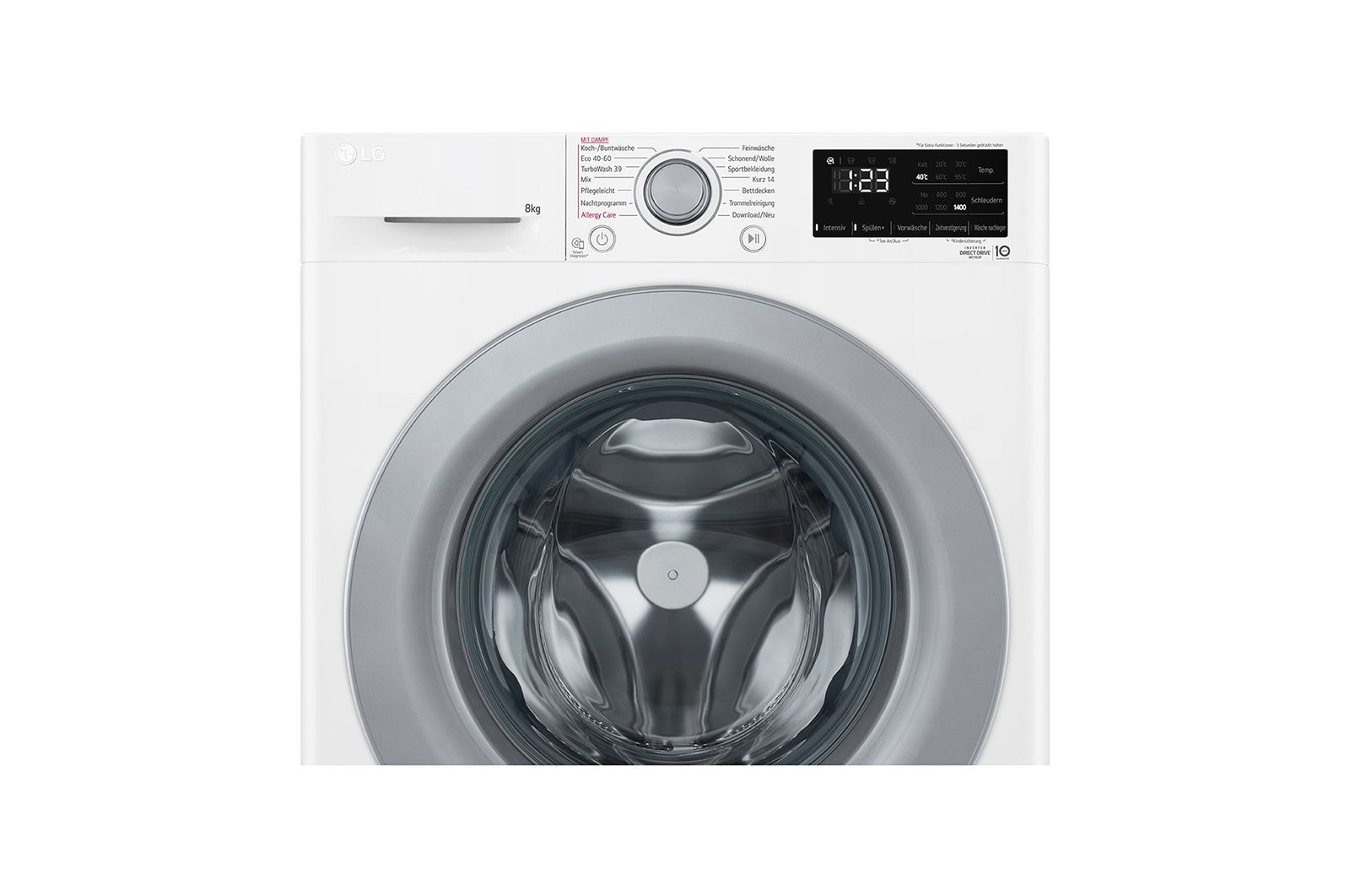 LG Waschmaschine | 8 kg | EEK A | AI DD® | Steam | 1.400 U./Min.| TurboWash® 360° | F4WV3284, F4WV3284