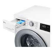 LG Waschmaschine mit 10,5 kg Kapazität | Energieeffizienzklasse A | 1.400 U./Min. | Weiß mit silbernem Bullaugenring | F4WV32X4, F4WV32X4