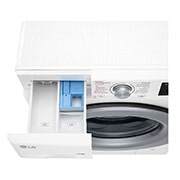 LG Waschmaschine mit 10,5 kg Kapazität | Energieeffizienzklasse A | 1.400 U./Min. | Weiß mit silbernem Bullaugenring | F4WV32X4, F4WV32X4