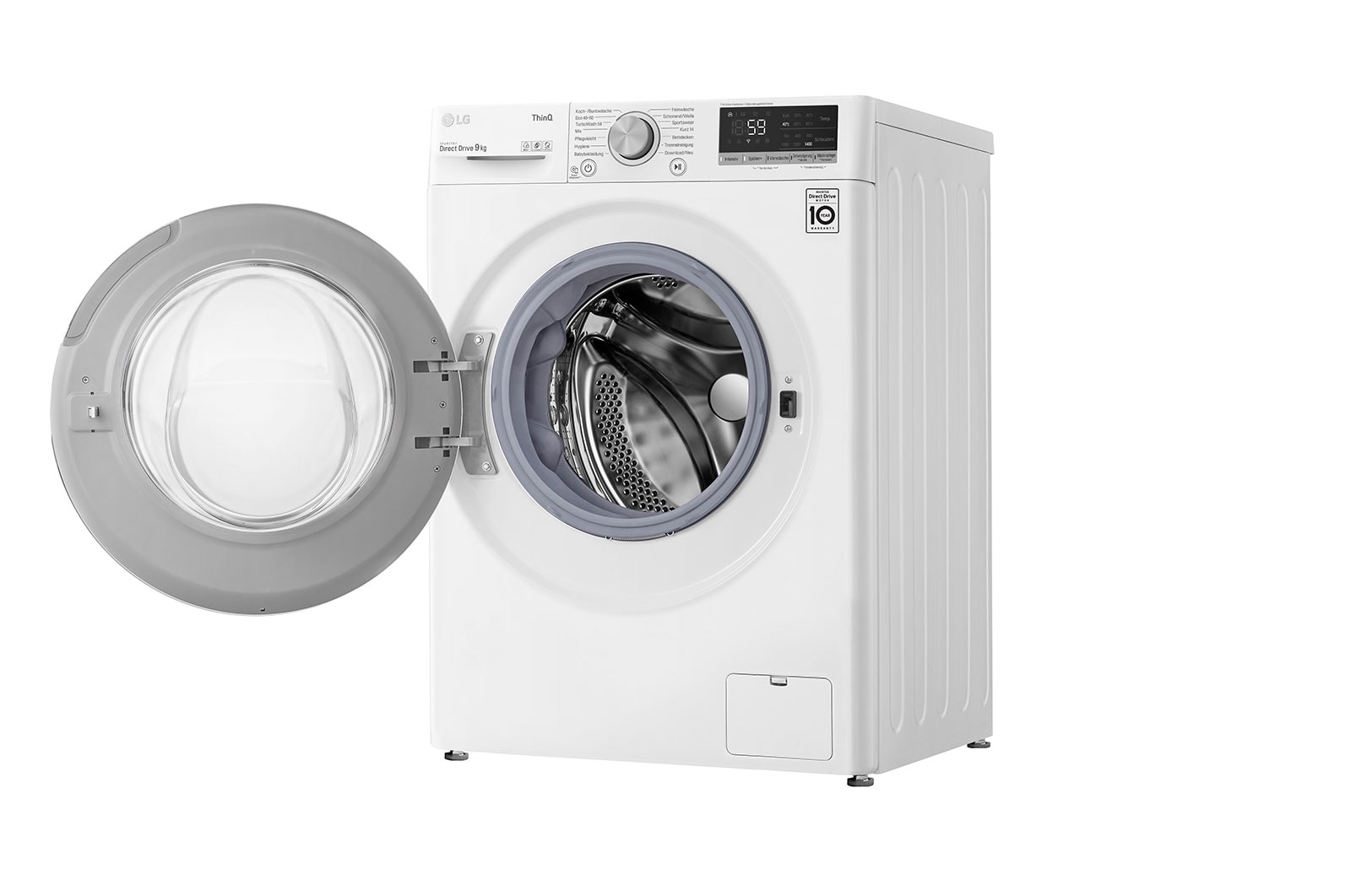 LG Waschmaschine mit 9 kg Kapazität | Energieeffizienzklasse B | 1.400 U./Min. | Weiß mit silbernen Bullaugenring | F4WV409S1B, F4WV409S1B