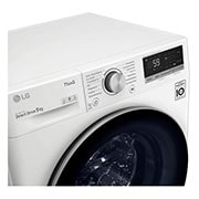 LG Waschmaschine mit 9 kg Kapazität | Energieeffizienzklasse B | 1.400 U./Min. | Weiß mit silbernen Bullaugenring | F4WV409S1B, F4WV409S1B