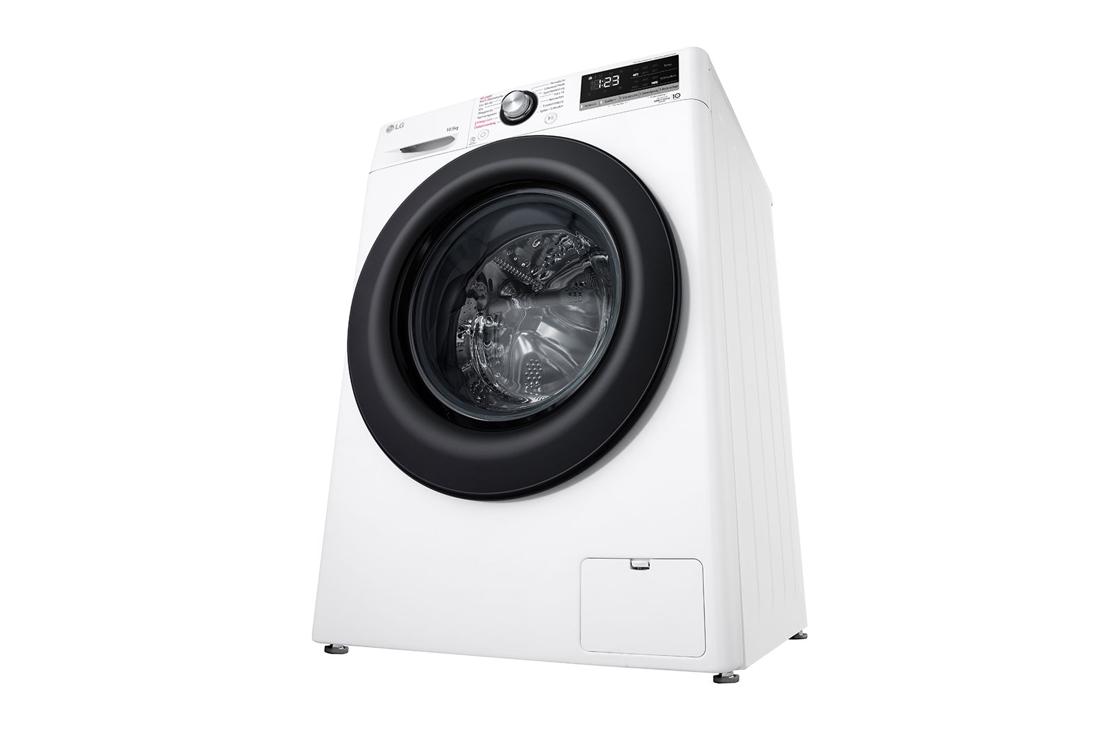 LG Waschmaschine mit 10,5 kg Kapazität | Energieeffizienzklasse A | 1.400 U./Min. | Weiß mit schwarzem Bullaugenring | F4WV40X5, F4WV40X5