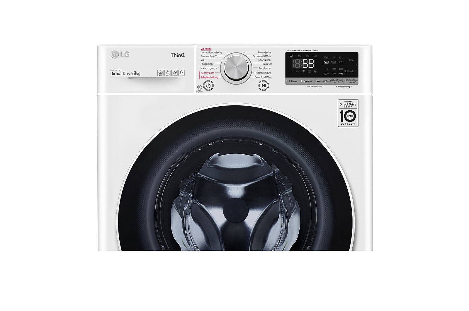 LG Waschmaschine | 9 kg | Energieeffizienzklasse B | AI DD®| Steam | TurboWash | Neue Wohlfühl-Trommel | ThinQ®, F4WV509S1