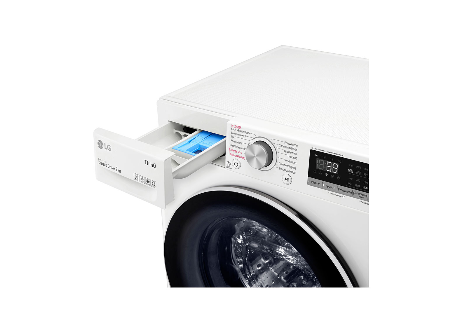 LG Waschmaschine | 9 kg | Energieeffizienzklasse B | AI DD®| Steam | TurboWash | Neue Wohlfühl-Trommel | ThinQ®, F4WV509S1