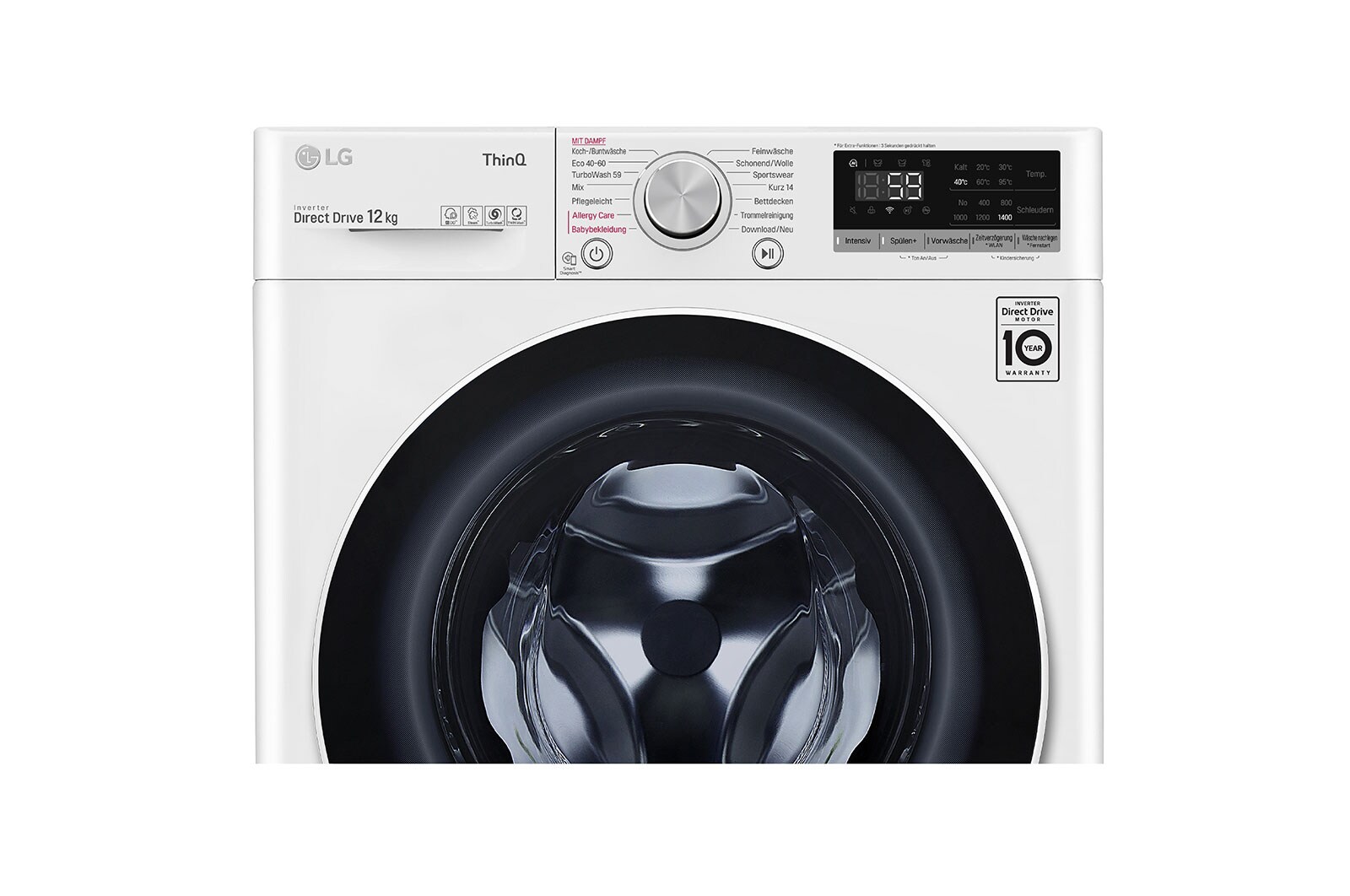 LG Waschmaschine mit AI DD® | 12 kg | Energieeffizienzklasse B | 1.400 U./Min. | Steam | Add Item | Neue Wohlfühl-Trommel | Wi-Fi-Funktion, F4WV512P0