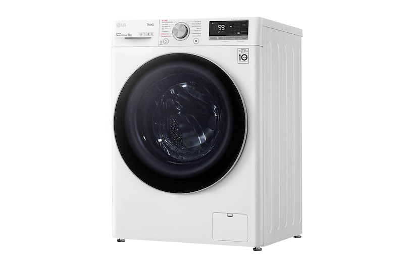 LG Waschmaschine mit 9 kg Kapazität | Energieeffizienzklasse A | 1.400 U./Min. | Weiß mit silbernem Bullaugenring | F4WV609S1A, F4WV609S1A