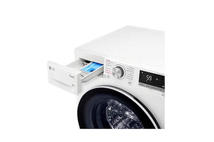 LG Waschmaschine Weiß (EEK A, 8 kg, 1.360 U./Min.) mit AI DD® & TurboWash®360° | F4WV7080, F4WV7080