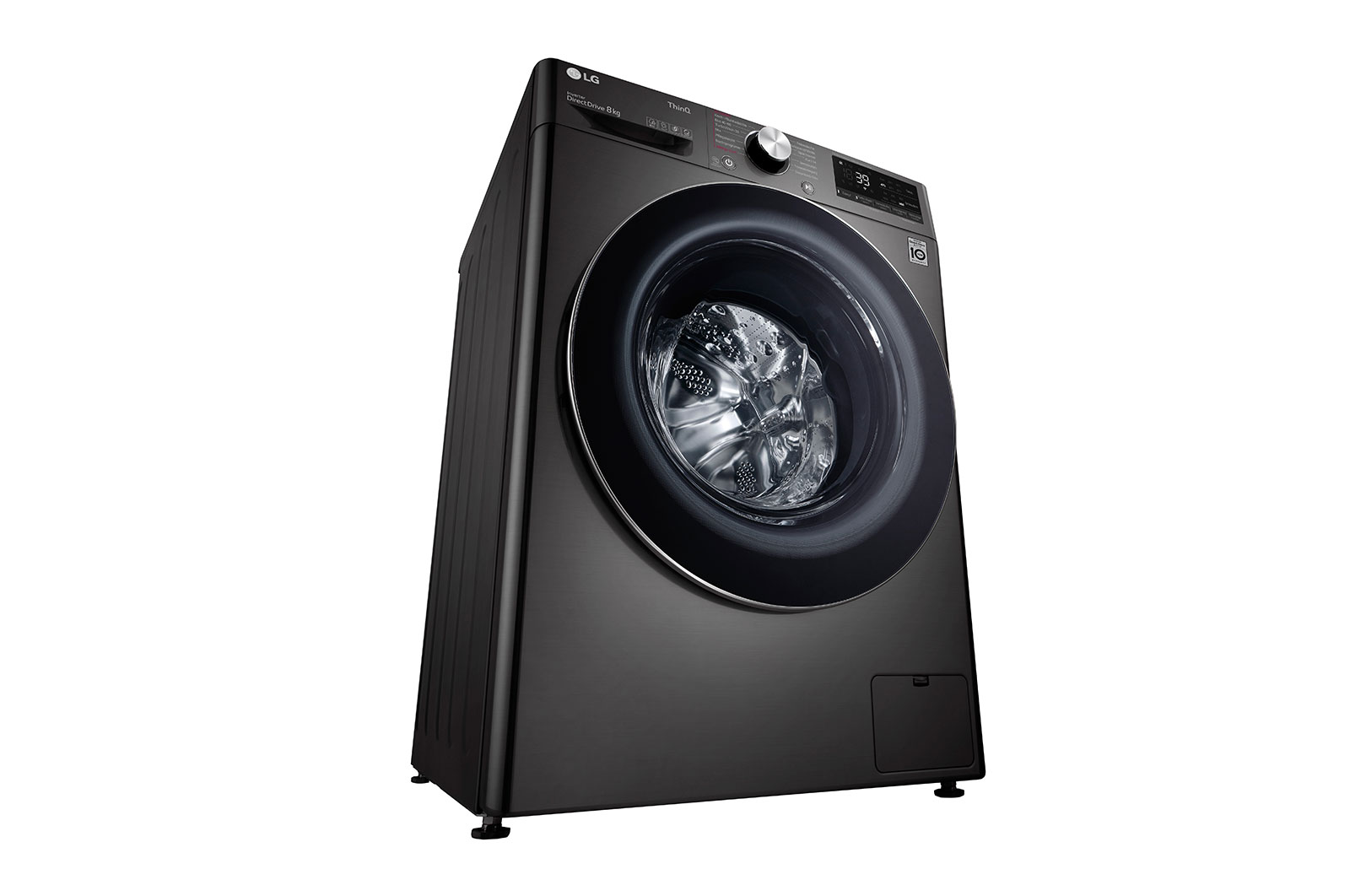 LG Waschmaschine Metallic Black Steel (8 kg, 1.400 U./Min., EEK A) mit Chrom-Bullaugenring | F4WV708P2BA, F4WV708P2BA