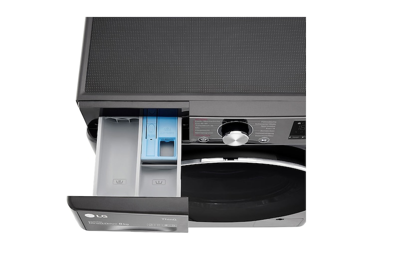 LG Waschmaschine Metallic Black Steel (A, 8 kg, 1.360 U./Min.) mit AI DD® & TurboWash®360° | F4WV708P2BA, F4WV708P2BA