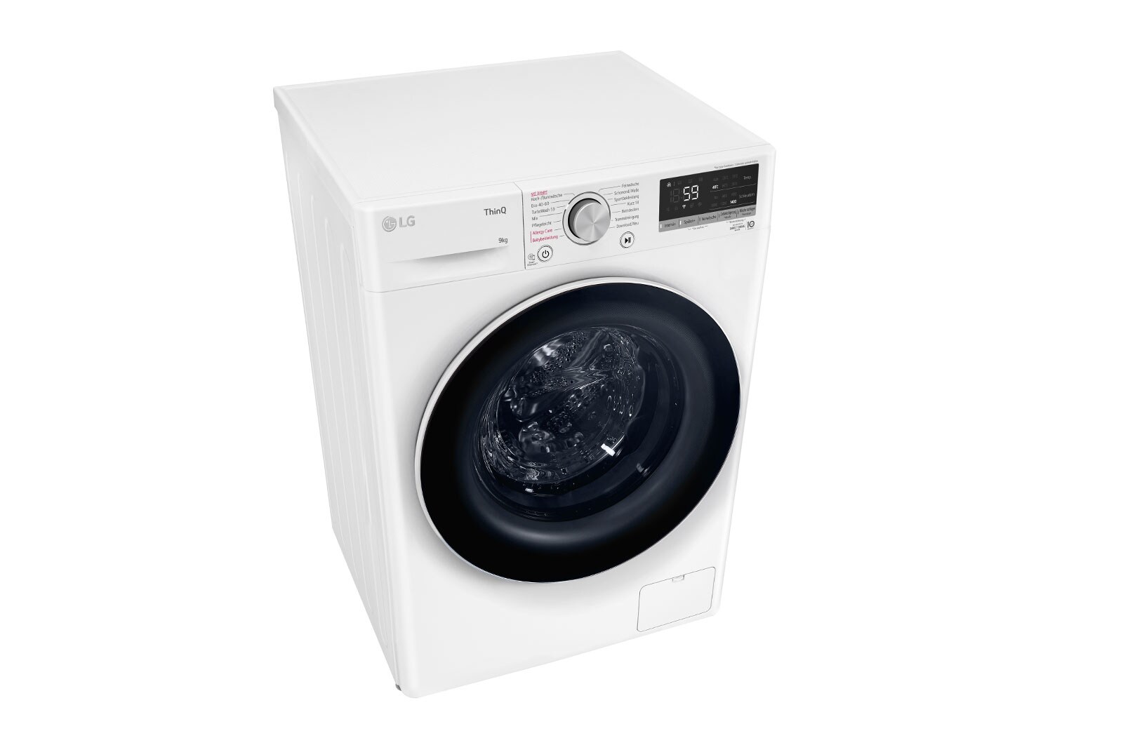 LG Waschmaschine mit 9 kg Kapazität  | Energieeffizienzklasse A | 1.400 U./Min. | Weiß mit weißem Bullaugenring | F4WV7090, F4WV7090