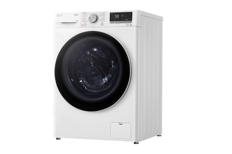 LG Waschmaschine mit 9 kg Kapazität | Energieeffizienzklasse A | 1.400 U./Min. | Weiß mit weißem Bullaugenring | F4WV7090, F4WV7090