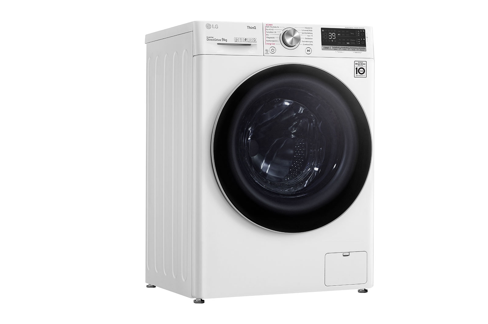 LG Waschmaschine mit 9 kg Kapazität | Energieeffizienzklasse A | 1.400 U./Min. | Weiß mit weißem Bullaugenring | F4WV709AT1, F4WV709AT1