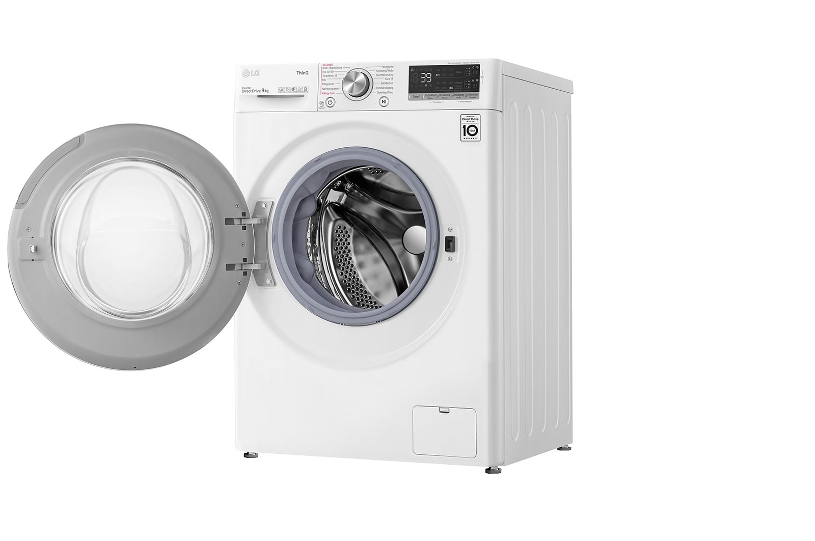LG Waschmaschine mit 9 kg Kapazität | Energieeffizienzklasse A | 1.400 U./Min. | Weiß mit weißem Bullaugenring | F4WV709AT1, F4WV709AT1