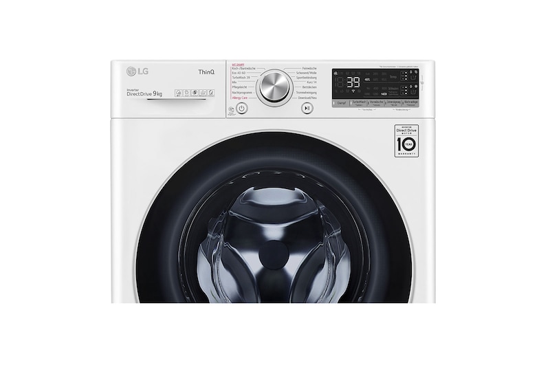 LG Waschmaschine mit 9 kg Kapazität | Energieeffizienzklasse A | 1.400 U./Min. | Weiß mit weißem Bullaugenring | F4WV709AT1, F4WV709AT1