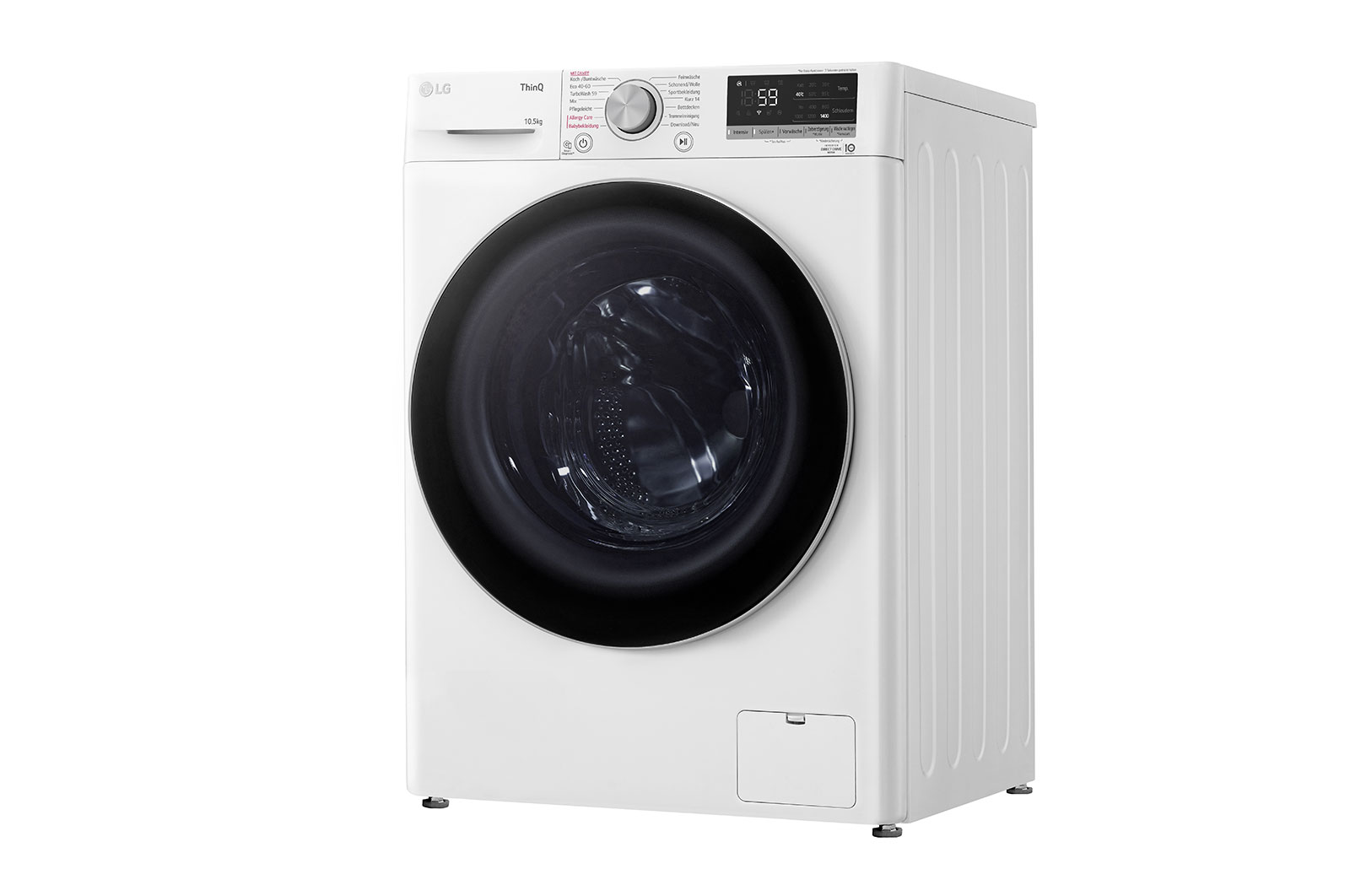 LG Waschmaschine mit 10,5 kg Kapazität | Energieeffizienzklasse A | 1.400 U./Min. | Weiß mit weißem Bullaugenring | F4WV70X1, F4WV70X1