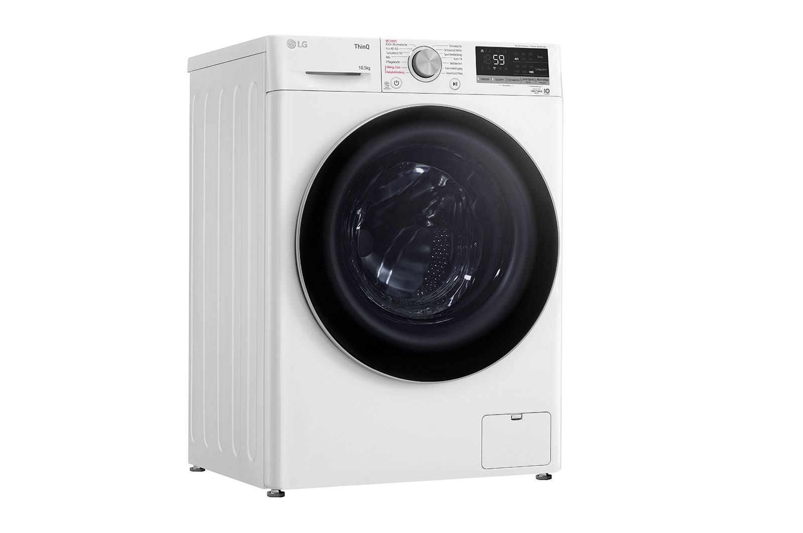 LG Waschmaschine mit 10,5 kg Kapazität | Energieeffizienzklasse A | 1.400 U./Min. | Weiß mit weißem Bullaugenring | F4WV70X1, F4WV70X1