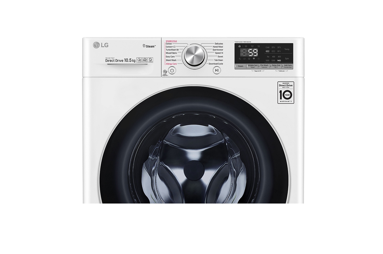 LG Waschmaschine | 10 kg | AI DD™ | Steam+™ | TurboWash™ | Aqualock | Neue Wohlfühl-Trommel, F4WV710P1