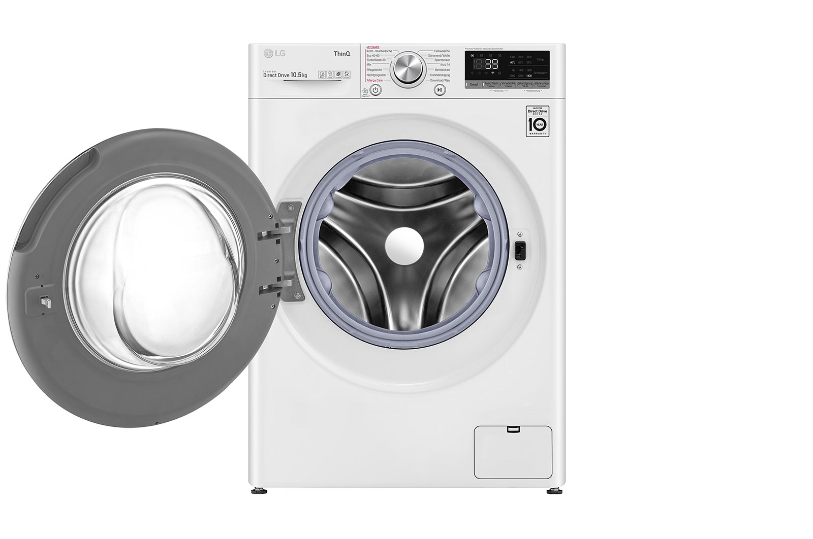 LG Waschmaschine Weiß (A, 10,5 kg, 1.360 U./Min.) mit AI DD® & TurboWash®360° | F4WV710P1E, F4WV710P1E