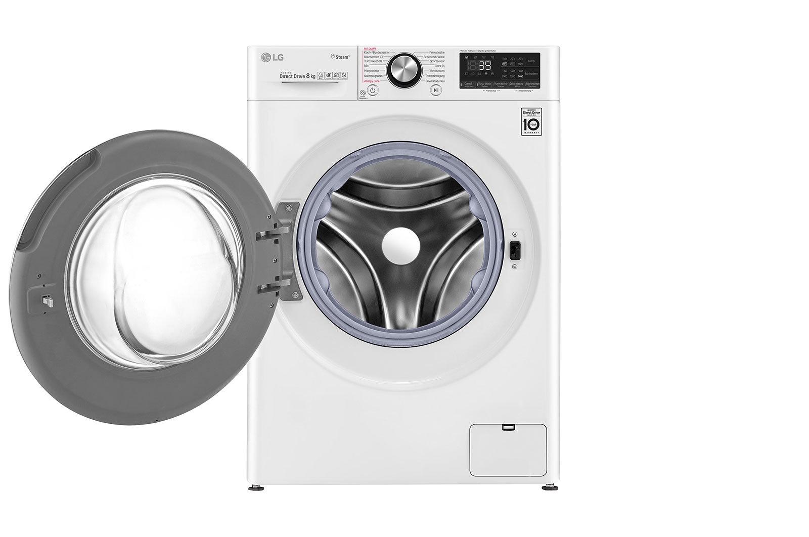 LG Waschmaschine | 8 kg | AI Direct Drive™ | Steam+™ | TurboWash 360°, F4WV908P2