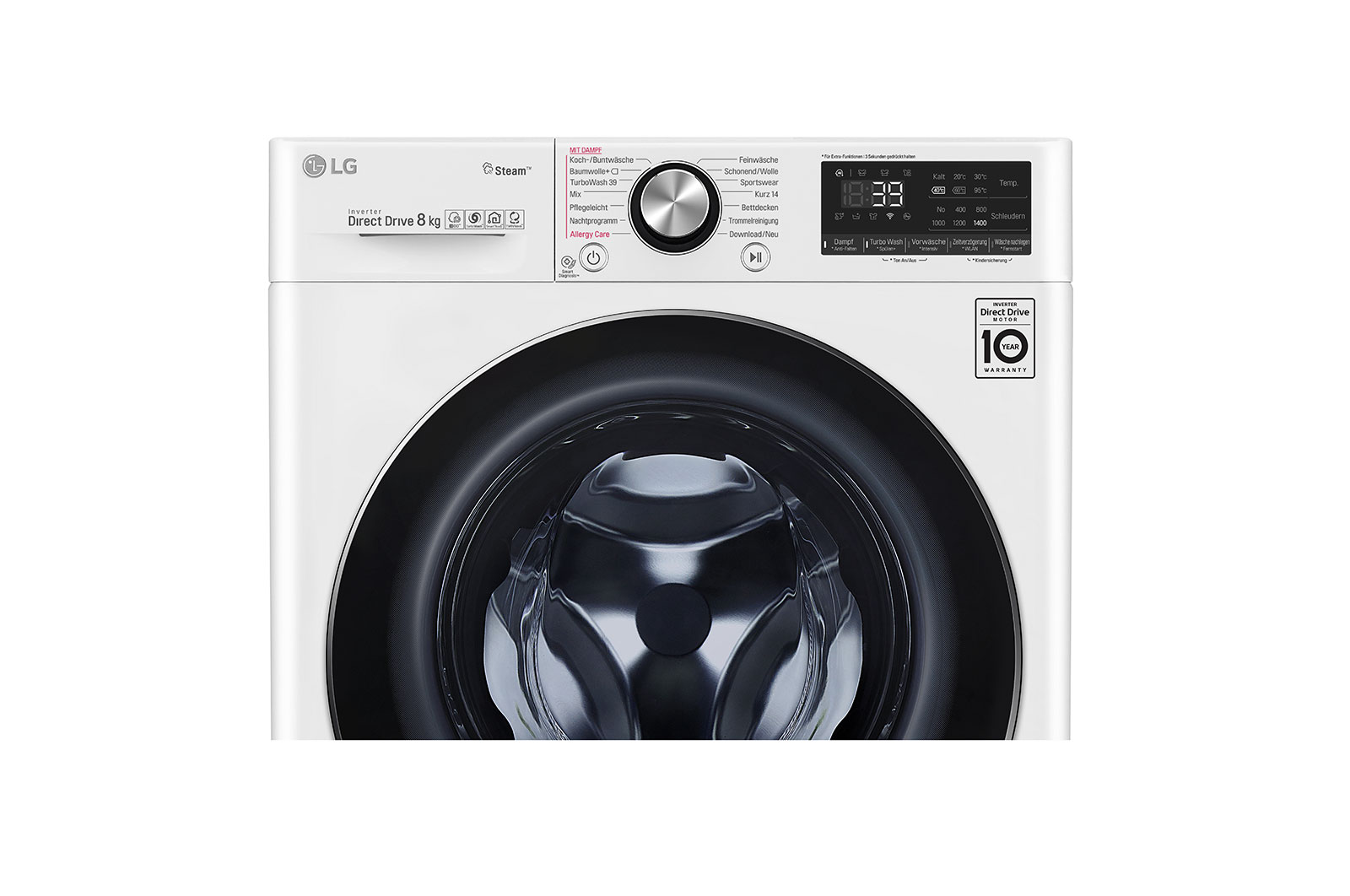 LG Waschmaschine | 8 kg | AI Direct Drive™ | Steam+™ | TurboWash 360°, F4WV908P2