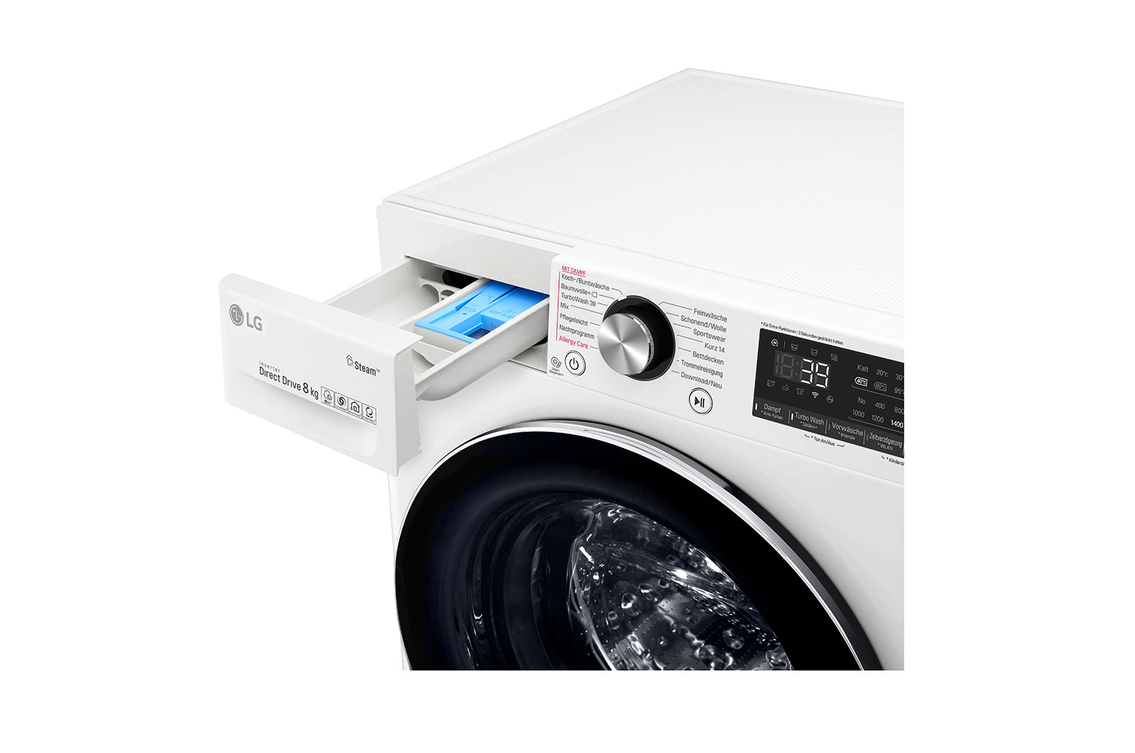 LG Waschmaschine | 8 kg | AI Direct Drive™ | Steam+™ | TurboWash 360°, F4WV908P2