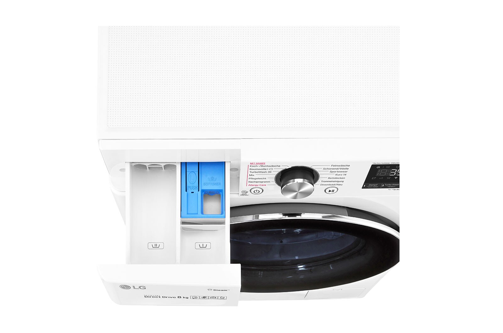 LG Waschmaschine | 8 kg | AI Direct Drive™ | Steam+™ | TurboWash 360°, F4WV908P2