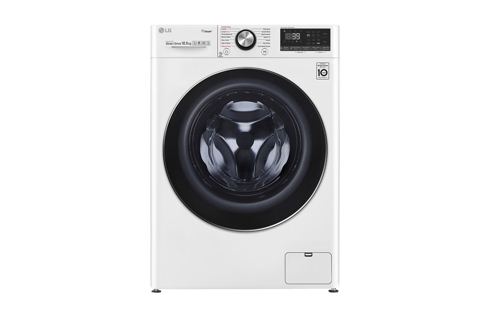 LG Waschmaschine | 10,5 kg | AI DD™ | Steam+™ | TurboWash™360° , F4WV910P2