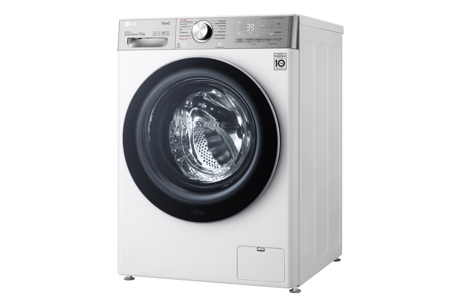 LG Waschmaschine mit AI DD®  | 12 kg | Energieeffizienzklasse A | 1.400 U./Min. | AI DD®  | Steam | TurboWash® 360° | Wäsche nachlegen | Neue Wohlfühl-Trommel | ThinQ®, F4WV912P2