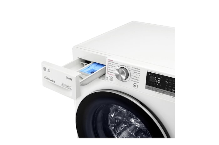 LG Waschmaschine Weiß (EEK A, 9 kg, 1.560 U./Min.) mit AI DD® & TurboWash®360° | F6WV709P1, F6WV709P1