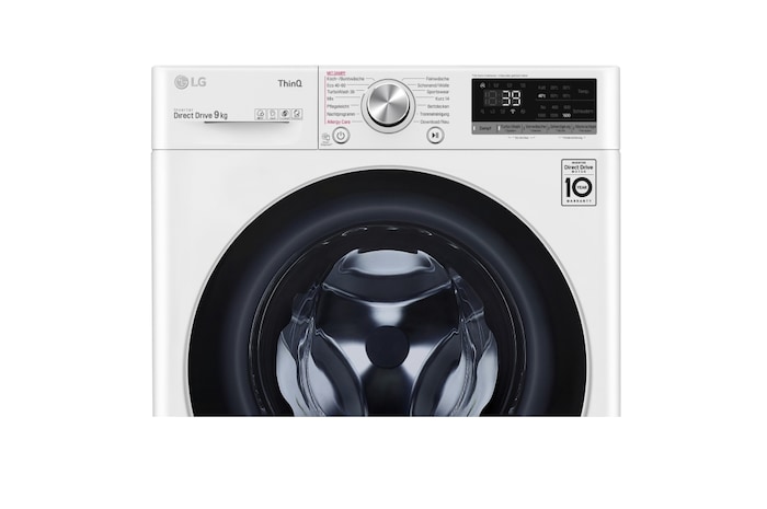 LG Waschmaschine Weiß (EEK A, 9 kg, 1.560 U./Min.) mit AI DD® & TurboWash®360° | F6WV709P1, F6WV709P1