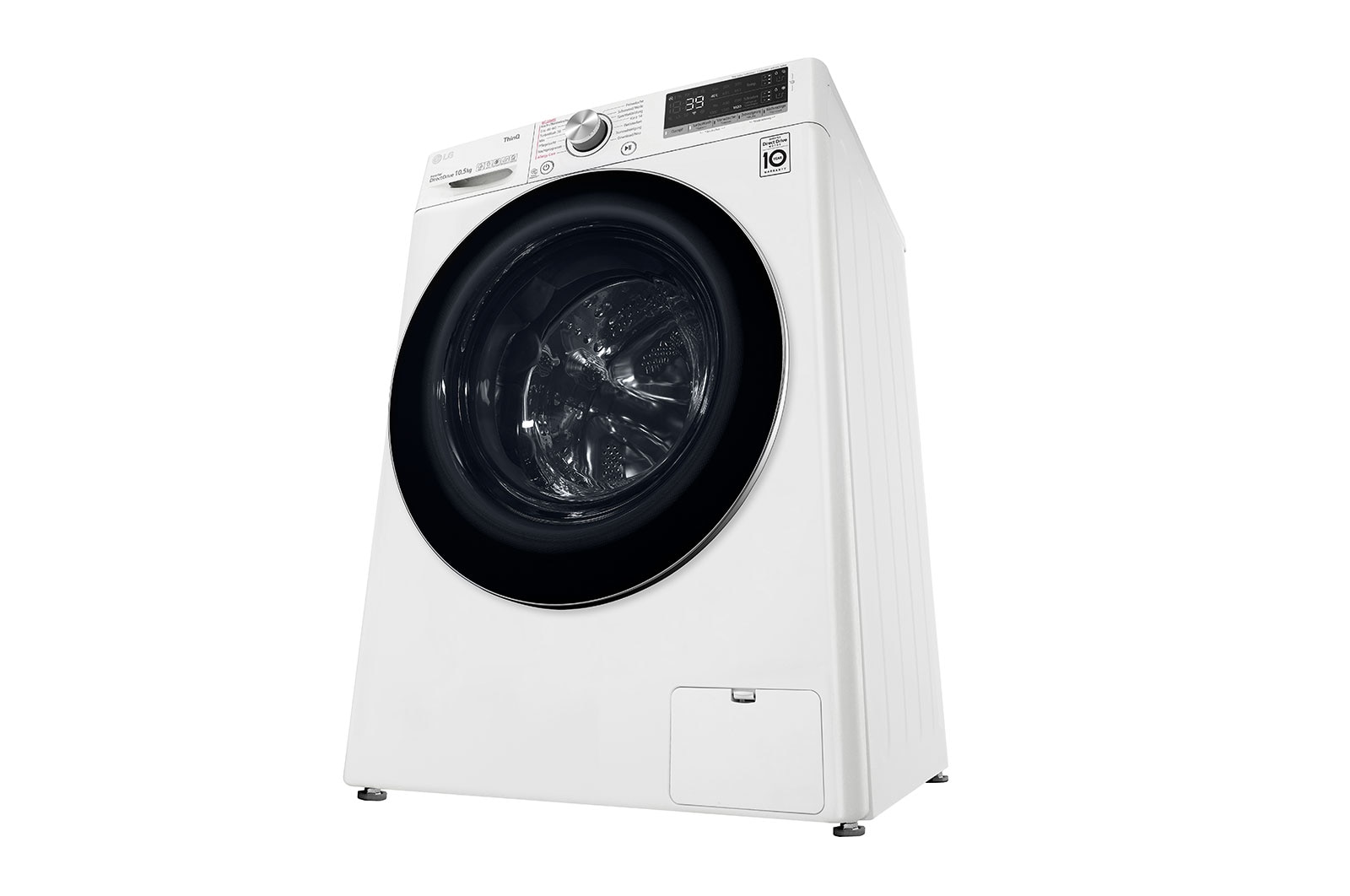 LG Waschmaschine mit 10,5 kg Kapazität | Energieeffizienzklasse A | 1.600 U/Min. | Weiß mit weißem Bullaugenring | F6WV710AT2, F6WV710AT2