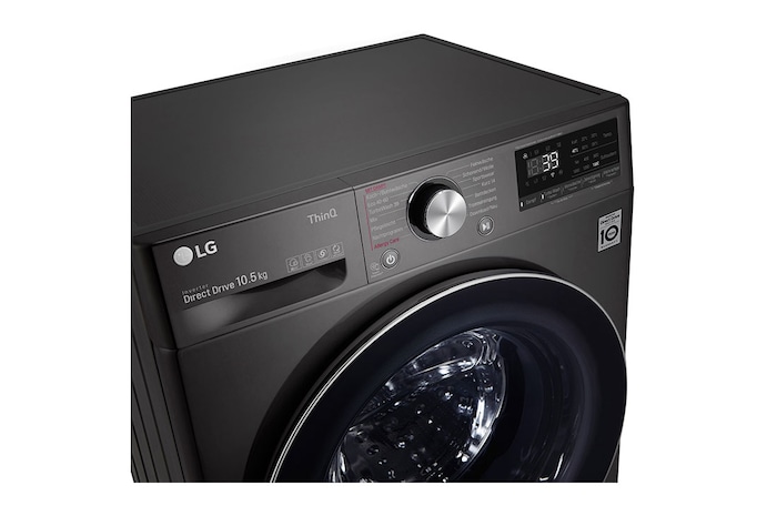 LG Waschmaschine Metallic Black Steel (EEK A, 10,5 kg, 1.560 U./Min.) mit AI DD® & TurboWash®360° | F6WV710P2S, F6WV710P2S