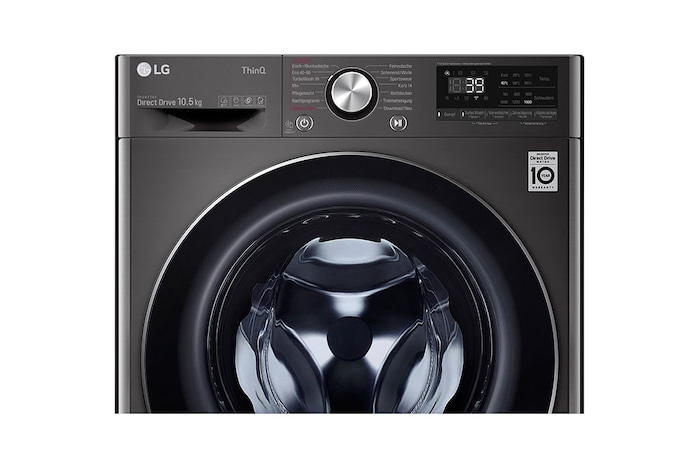 LG Waschmaschine Metallic Black Steel (EEK A, 10,5 kg, 1.560 U./Min.) mit AI DD® & TurboWash®360° | F6WV710P2S, F6WV710P2S