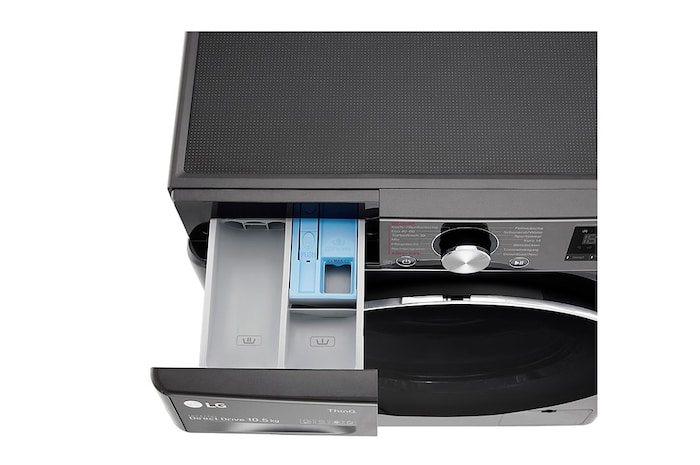 LG Waschmaschine Metallic Black Steel (EEK A, 10,5 kg, 1.560 U./Min.) mit AI DD® & TurboWash®360° | F6WV710P2S, F6WV710P2S