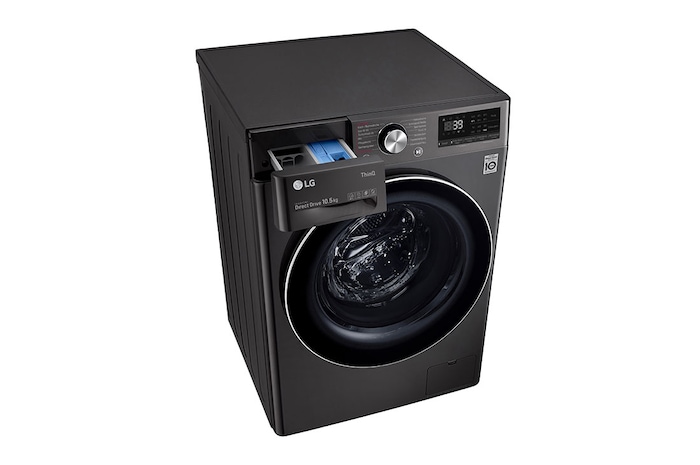 LG Waschmaschine Metallic Black Steel (EEK A, 10,5 kg, 1.560 U./Min.) mit AI DD® & TurboWash®360° | F6WV710P2S, F6WV710P2S