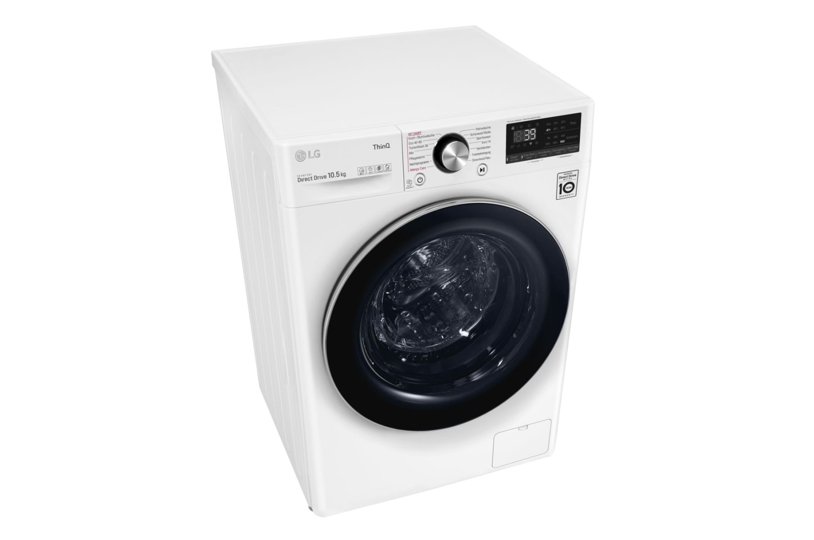 LG Waschmaschine | 10,5 kg | Energieeffizienzklasse* A | AI DD® | Steam | TurboWash® 360° | ThinQ® | Neue Wohlfühl-Trommel, F6WV910P2