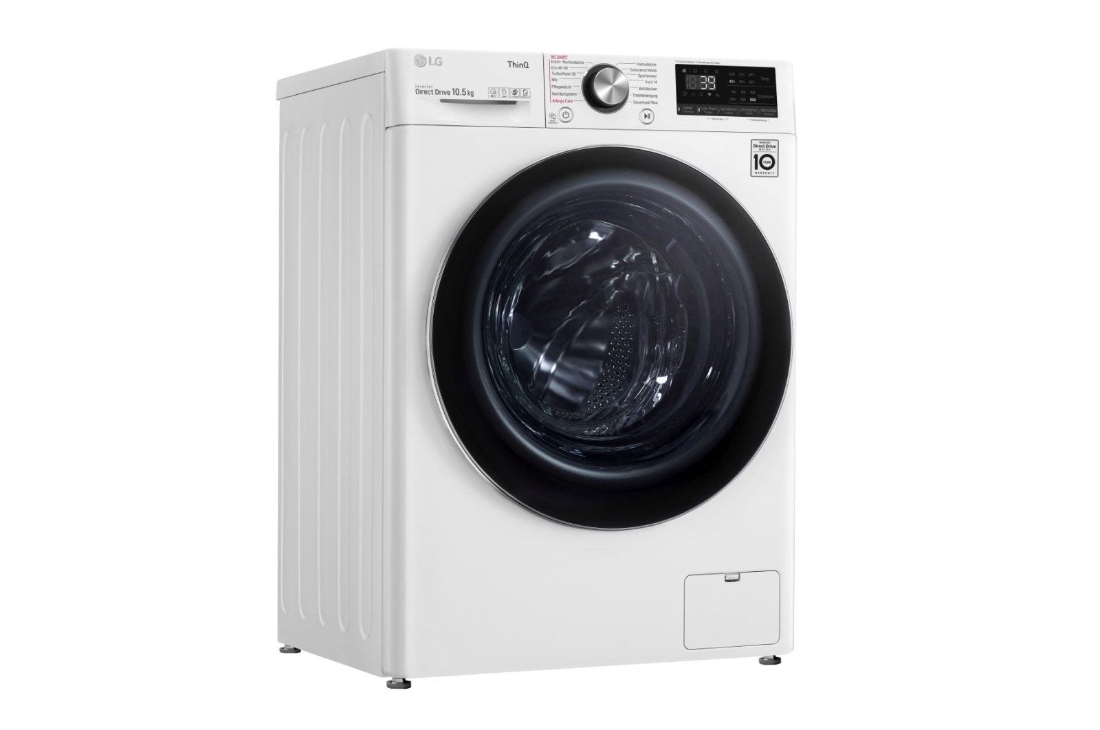 LG Waschmaschine | 10,5 kg | Energieeffizienzklasse* A | AI DD® | Steam | TurboWash® 360° | ThinQ® | Neue Wohlfühl-Trommel, F6WV910P2