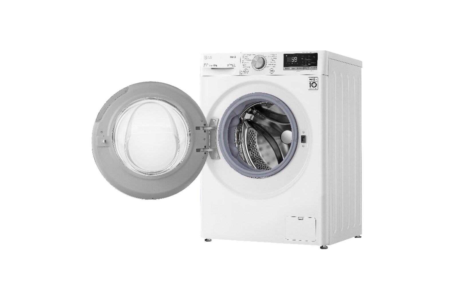 LG Waschmaschine mit 8 kg Kapazität | Energieeffizienzklasse B | 1400 U/Min. | Weiß mit silbernem Bullaugenring | V4W800B, V4W800B