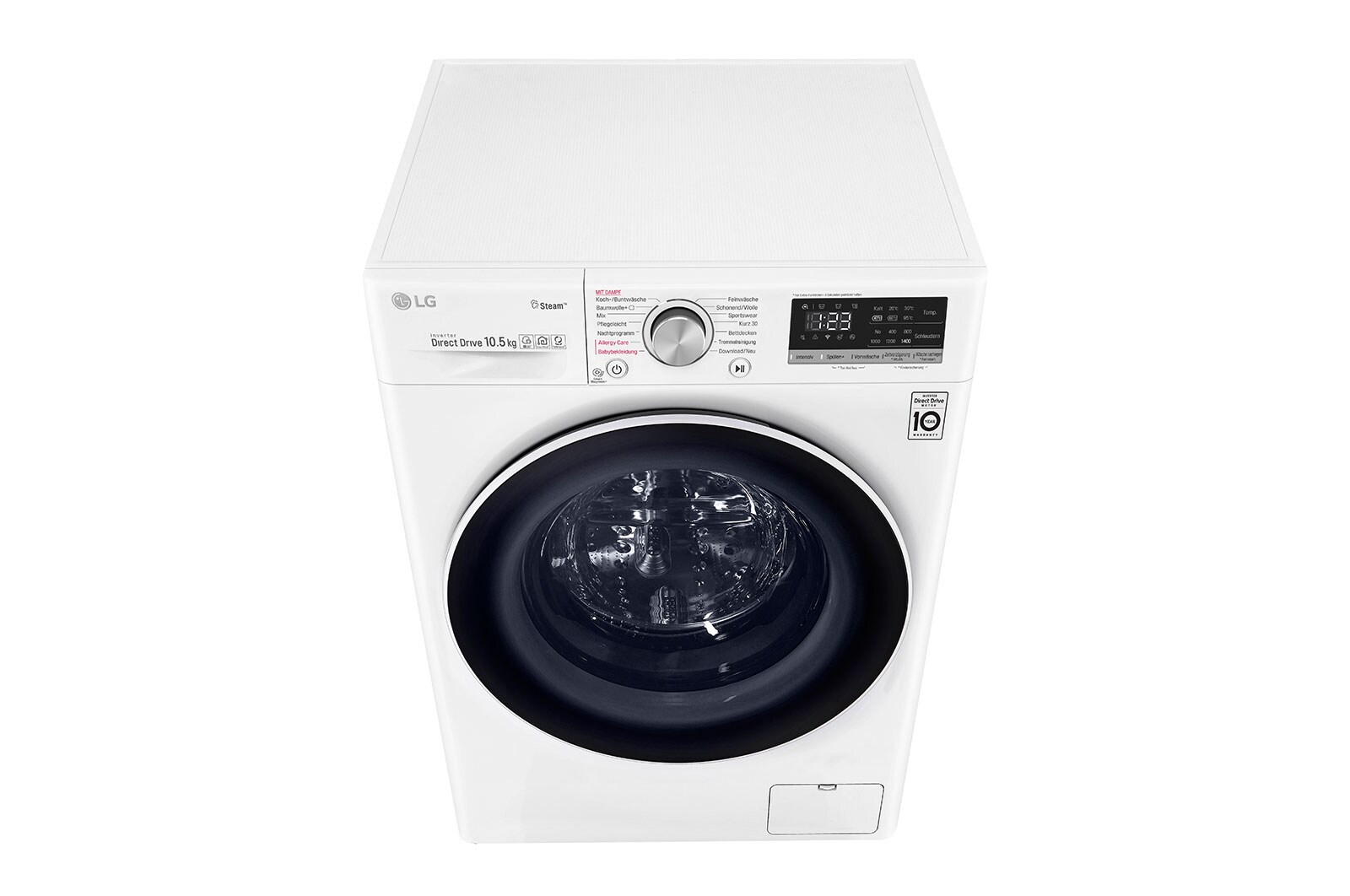 LG Waschmaschine mit AI DD® | 10,5 KG Kapazität | Energieeffizienzklasse B | 1.400 U./Min. | TurboWash® | Wäsche Nachlegen | Steam | Wi-Fi-Funktion | Aqua-Lock®, V510