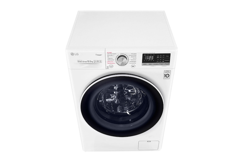 LG Waschmaschine mit AI DD® | 10,5 KG Kapazität | Energieeffizienzklasse B | 1.400 U./Min. | TurboWash® | Wäsche Nachlegen | Steam | Wi-Fi-Funktion | Aqua-Lock®, V510