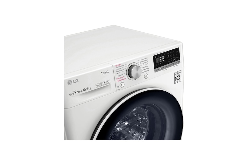 LG Waschmaschine mit AI DD® | 10,5 kg | Energieeffizienzklasse B | 1.400 U./Min. | Steam | TurboWash® | ThinQ®, V5105SE