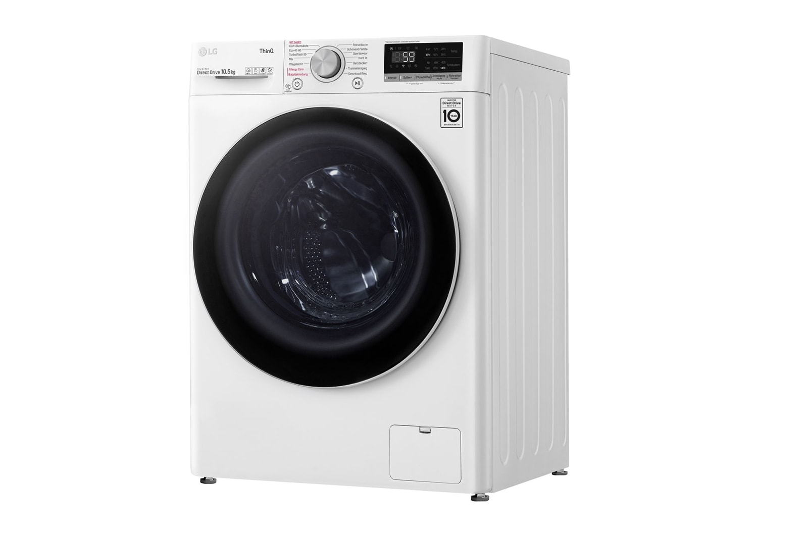 LG Waschmaschine mit AI DD® | 10,5 kg | Energieeffizienzklasse B | 1.400 U./Min. | Steam | TurboWash® | ThinQ®, V5105SE